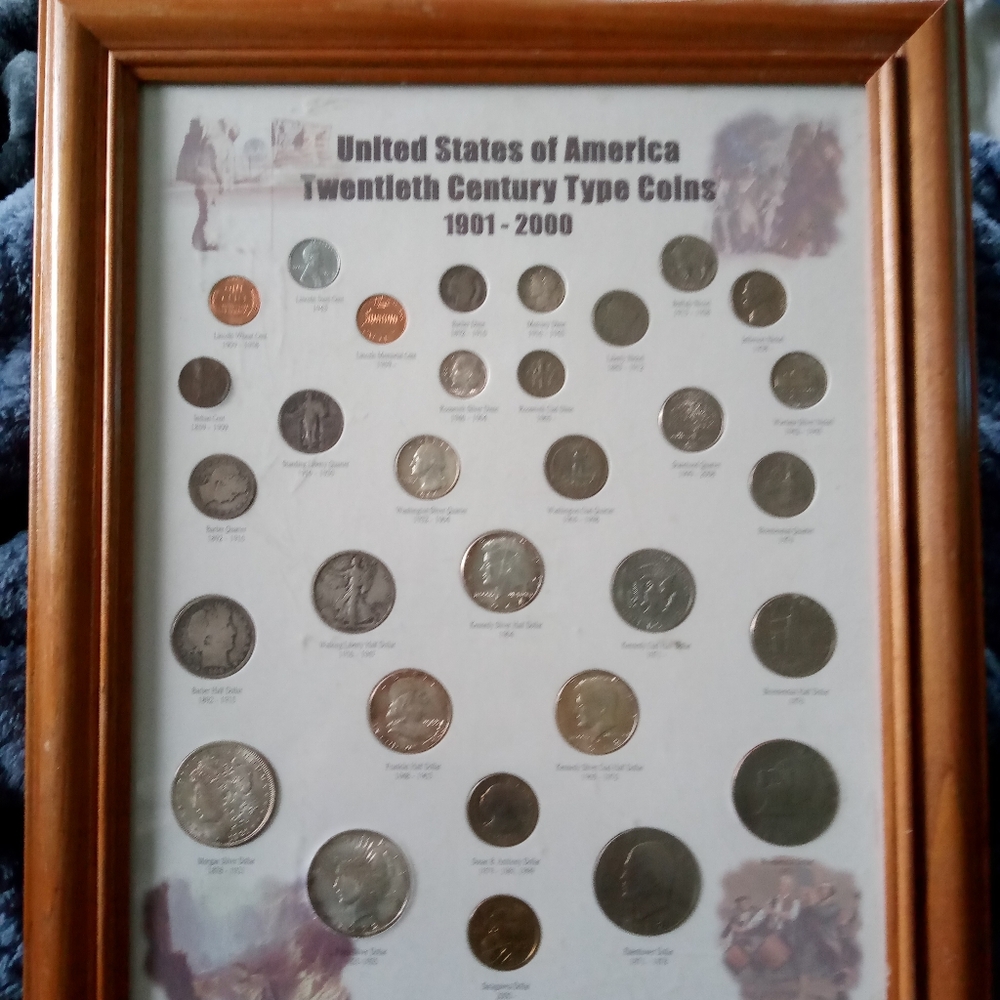 Just USA Twentieth Century Type Coins Collection in Brown Frame
